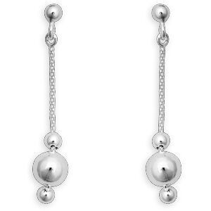 Boucles D'oreilles Argent 925 Pendant 40mm Boules 4 à 8mm 