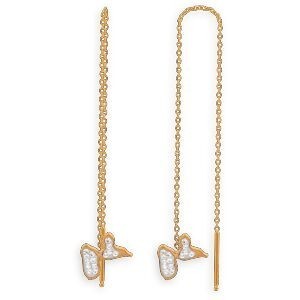 Boucles D'oreilles Acier Jaune Carte Guadeloupe Cristal 10*6.5mm Pendant 105mm