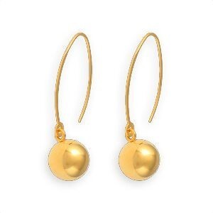 Boucles D'oreilles Acier Jaune Pendant 12*32mm Boule 9mm