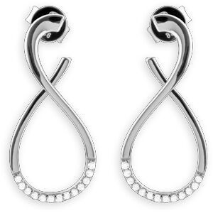 Boucles D'oreilles Argent 925 Rhodié Infini Zirconium 11.5*25mm