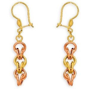 Boucles D'oreilles Or 750 Pendant 40mm Gros Sirop Antillais 6mm