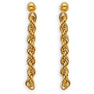 Boucles D'oreilles Or 375 Pendant 30mml Maille Corde 2.2mm