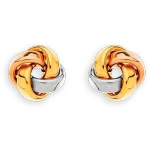 Boucles D'oreilles Or 375 Tricolore Nœud 11mm