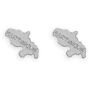 Boucles D'oreilles Argent 925 Carte Martinique 12*7mm