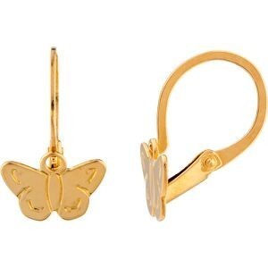 Boucles D'oreilles Or 750 Pendant 12.6mm Papillon 8.03*5.7mm