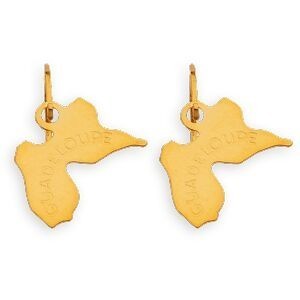Boucles D'oreilles Or 375 Pendant 13.5mm Carte Guadeloupe 9.5*6.5mm