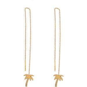 Boucles D'oreilles Or 375 Pendant 110mm Palmier 8.5*10.5mm