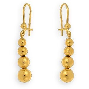 Boucles D'oreilles Or 375 Pendant 37mm Boules 3  à 7mm