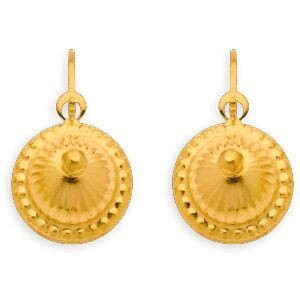 Boucles D'oreilles Or 375 Pendant 15mm Chou 8mm
