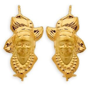 Boucles D'oreilles Or 375 Pendant 25mm Tête Antillaise 11*17mm