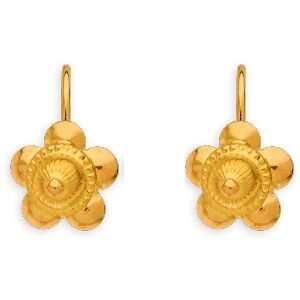 Boucles D'oreilles Or 375 Pendant 15.5mm Chou 10mm