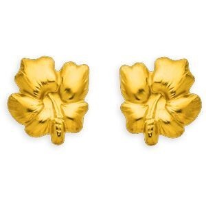 Boucles D'oreilles Or 375 Hibiscus 10mm