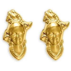 Boucles D'oreilles Or 375 Tête Antillaise 5*10mm