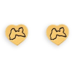Boucles D'oreilles Or 375 Cœur Carte Guadeloupe 5mm