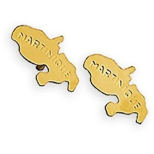 Boucles D'oreilles Or 375 Carte Martinique 7*10.5mm