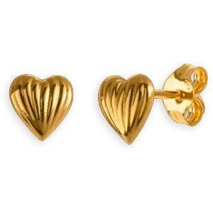 Boucles D'oreilles Or 375 Cœur Strié 6mm
