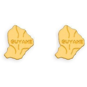 Boucles D'oreilles Or 750 Carte Guyane 7*7mm