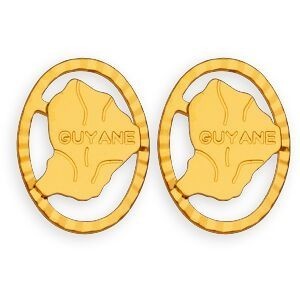 Boucles D'oreilles Or 750 Carte Guyane Cerclée Ovale 8*11mm