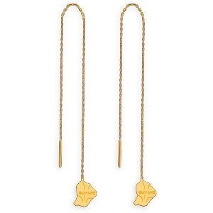 Boucles D'oreilles Or 750 Pendant 100mm Carte Guyane 6*7mm