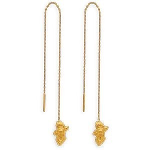 Boucles D'oreilles Or 375 Pendant 100mm Tête Antillaise 8*15mm