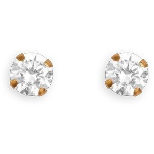 Boucles D'oreilles Or 375 Zirconium 4mm 4 Griffes