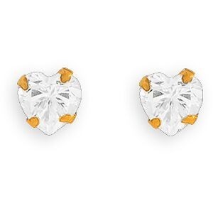 Boucles D'oreilles Or 375  Cœur Zirconium 5mm 4 Griffes