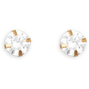 Boucles D'oreilles Or 375 Zirconium 5mm 4 Griffes