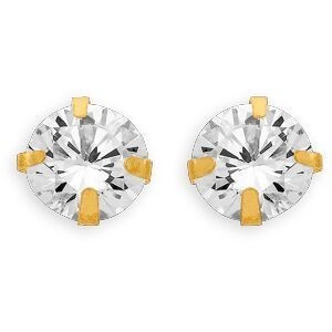Boucles D'oreilles Or 375 Zirconium 6mm 4 Griffes