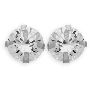 Boucles D'oreilles Or 375 Gris Zirconium 6mm 4 Griffes