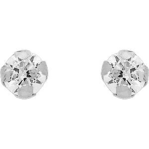 Boucles D'oreilles Or 375 Gris Zirconium 3mm 4 Griffes