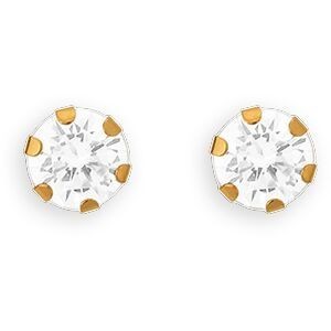 Boucles D'oreilles Or 375 Zirconium 8mm 6 Griffes
