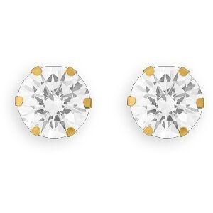 Boucles D'oreilles Or 375 Zirconium 10mm 6 Griffes