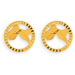 Boucles D'oreilles Or 375 Carte Guadeloupe Cerclée Striée 15mm