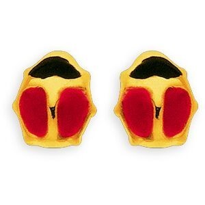 Boucles D'oreilles Or 750 Coccinelle 2*3mm Fermeture Vis
