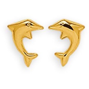 Boucles D'oreilles Or 750 Dauphin 7*9mm Fermeture Vis