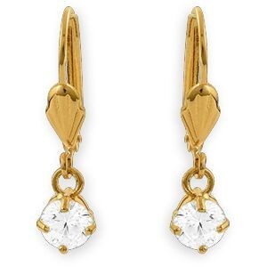 Boucles D'oreilles Plaqué Or Pendant 28mm Zirconium 6mm