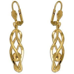 Boucles D'oreilles Plaqué Or Pendant 50mm Tourbillon Boule 11*30mm