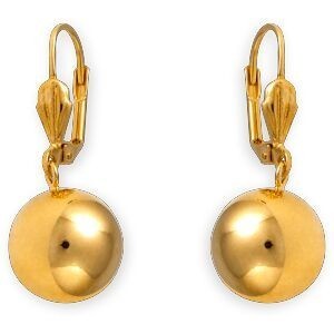 Boucles D'oreilles Plaqué Or Pendant 35mm Boule 13.5mm