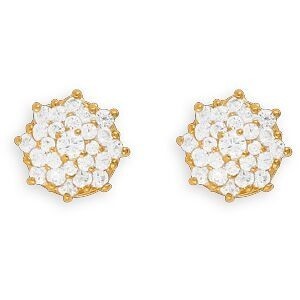 Boucles D'oreilles Plaqué Or Chou Zirconium 10mm