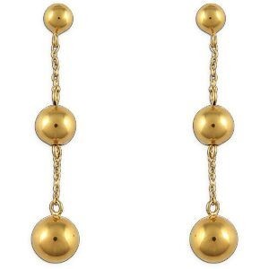 Boucles D'oreilles Plaqué Or Pendant 50mm Boules 6  à 10mm