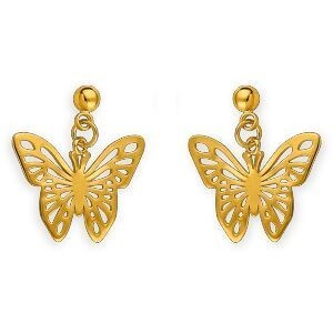 Boucles D'oreilles Plaqué Or Pendant 18mm Papillon Origami 16*12mm