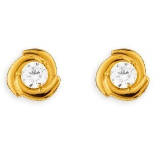 Boucles D'oreilles Plaqué Or Motif 10mm Zirconium 5mm
