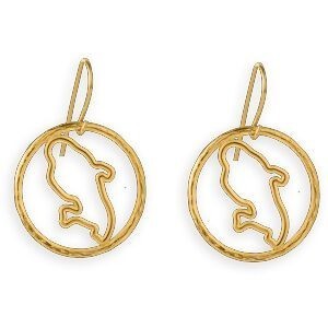 Boucles D'oreilles Plaqué Or Pendant 35mm Carte Martinique Cercle Martelé 25mm