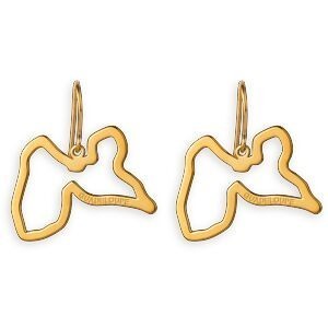 Boucles D'oreilles Plaqué Or Pendant 30mm Carte Guadeloupe Gravée 28*20mm