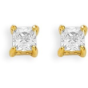 Boucles D'oreilles Plaqué Or Zirconium 4mm 4 Griffes