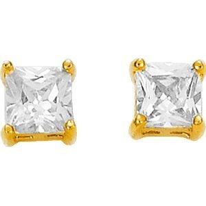 Boucles D'oreilles Plaqué Or Zirconium 6mm 4 Griffes