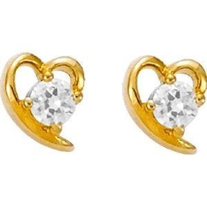 Boucles D'oreilles Plaqué Or Cœur 6.6*8mm Zirconium 4mm