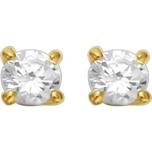 Boucles D'oreilles Plaqué Or Zirconium 6mm 4 Griffes