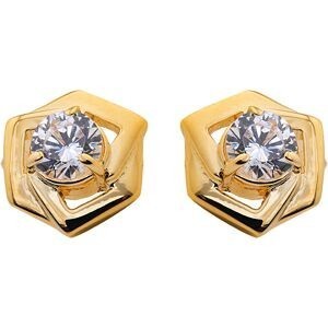 Boucles D'oreilles Plaqué Or Motif 10mm Zirconium 5mm