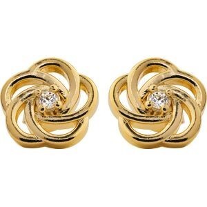 Boucles D'oreilles Plaqué Or Fleur 10mm Zirconium 2mm